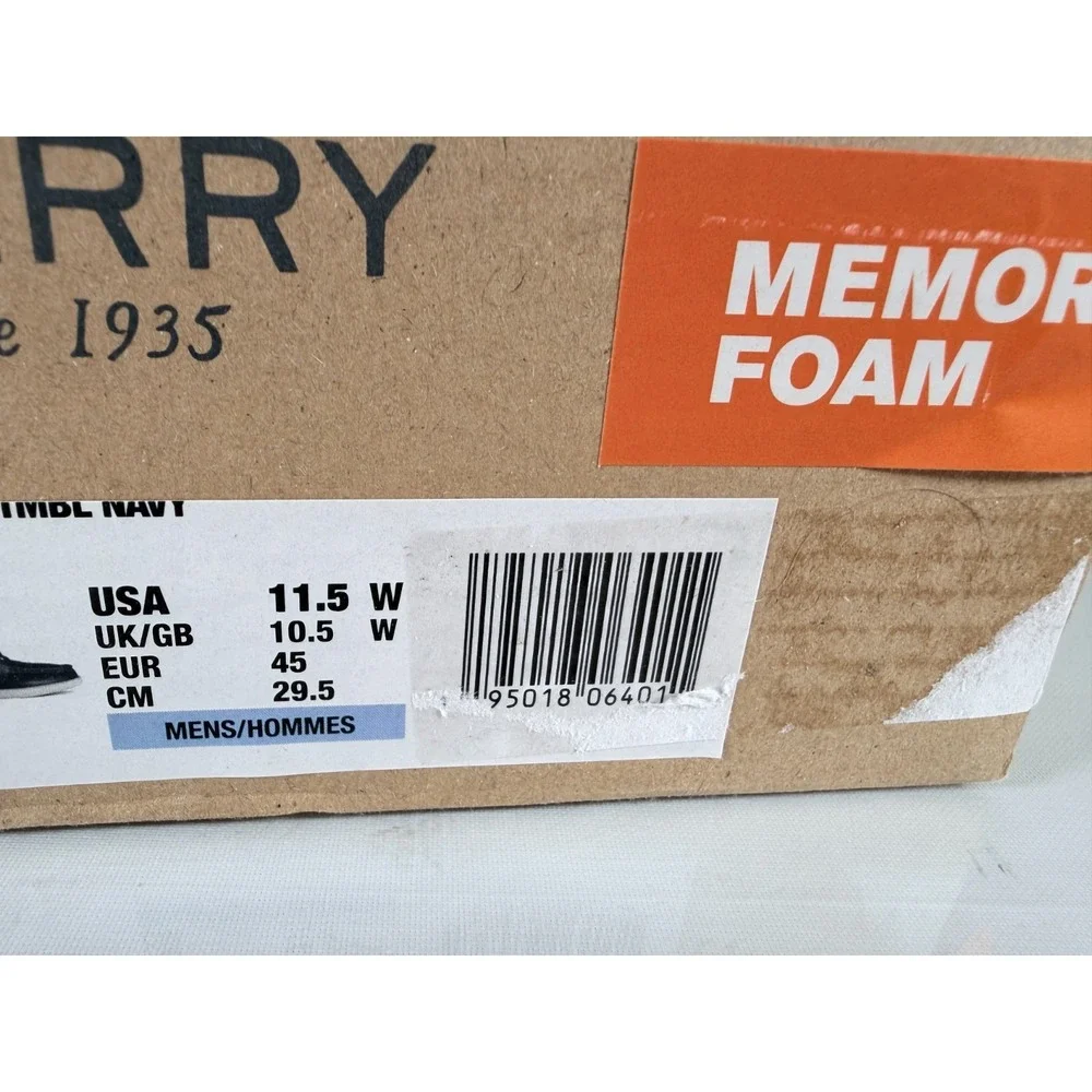 Sperry Surveyor‎ 2 Eye Tumbled Memory Foam Navy Boat Shoes Men's Size 11.5 W
